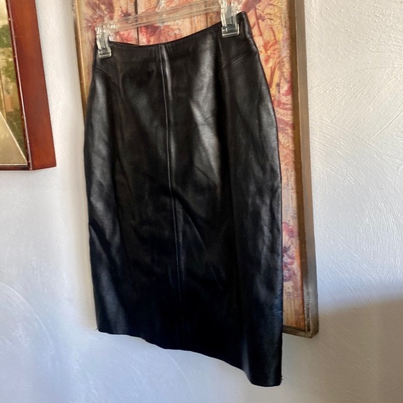 WILSON LEATHER SKIRT PELLE STUDIO BODYCON BLACK LEATHER SKIRT MIDI SKIRT 4 VTG - Picture 14 of 14
